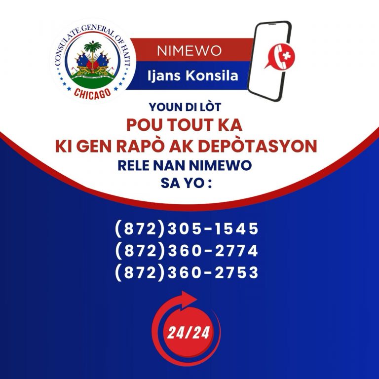 Consulate Emergency Number <br> Nimewo Ijans Konsilta